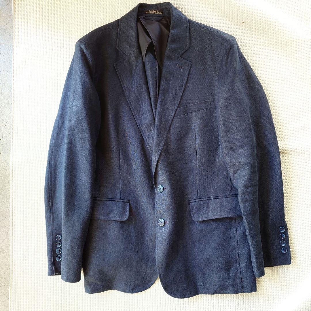 LLBEAN Linen jacket 42-REG エルエルビーン　リネン麻　テーラードジャケット　XL