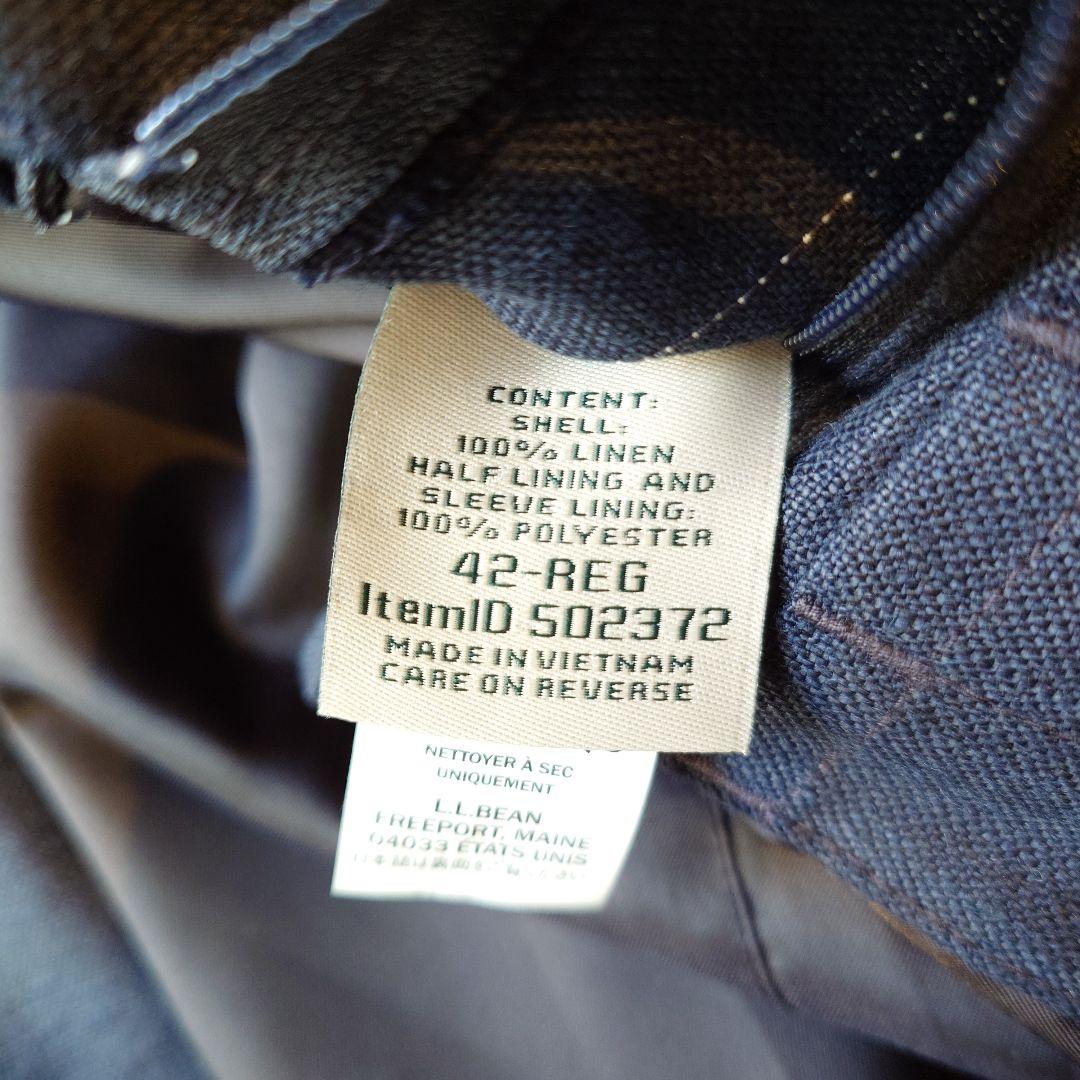 LLBEAN Linen jacket 42-REG エルエルビーン　リネン麻　テーラードジャケット　XL