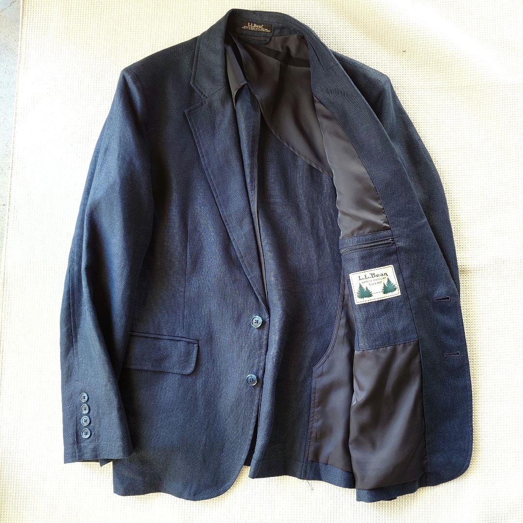 LLBEAN Linen jacket 42-REG エルエルビーン　リネン麻　テーラードジャケット　XL