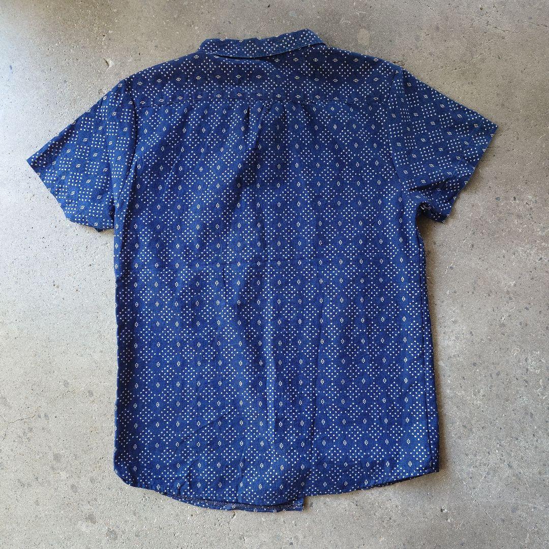 OLDNAVY indigo 抜染　print shirts M