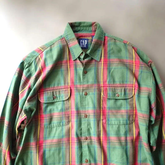 90s OLD GAP check shirts M