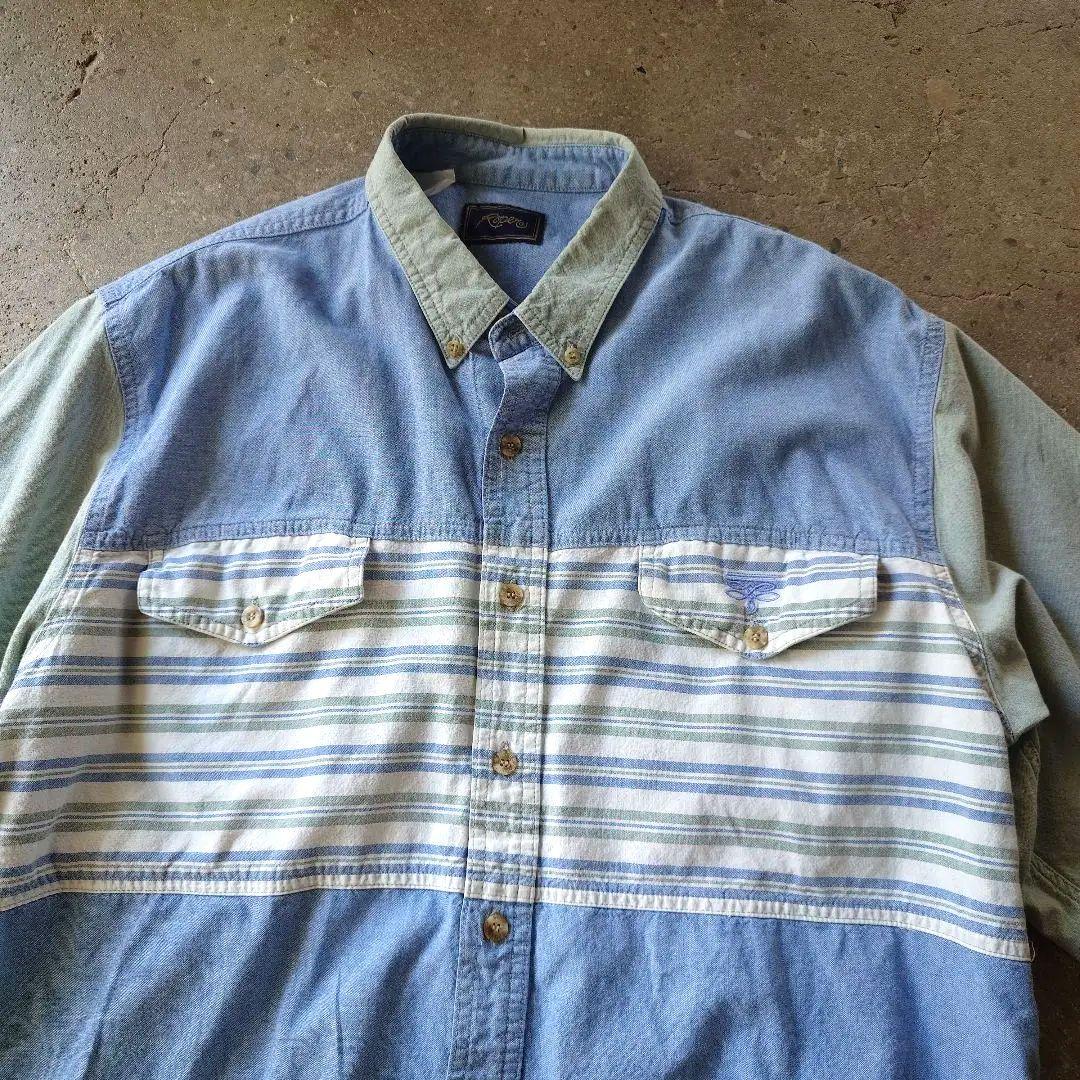 Roper denim patchwork shirts L