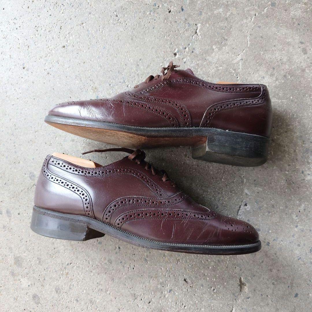 80s old wingtip leather shoes 7inch チェコ製