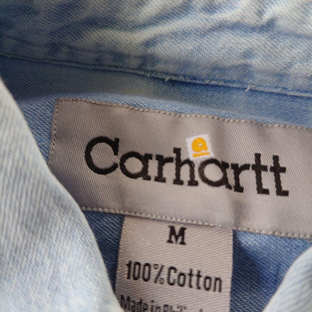 carhartt denim work shirts logo カーハート　ユーズド　デニム　ワンポイントロゴ　　シャツ　M