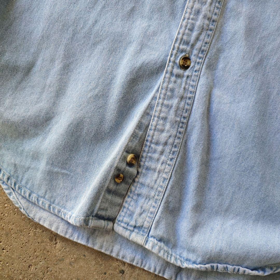 carhartt denim work shirts logo カーハート　ユーズド　デニム　ワンポイントロゴ　　シャツ　M