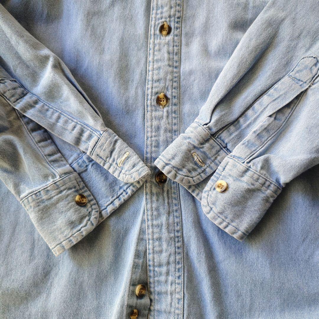 carhartt denim work shirts logo カーハート　ユーズド　デニム　ワンポイントロゴ　　シャツ　M