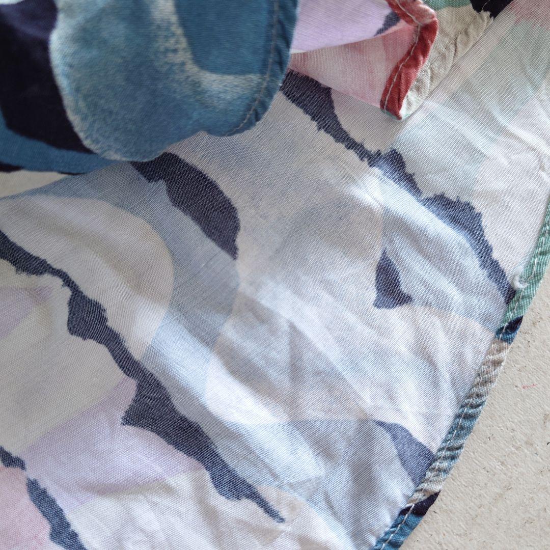 used rayon pattern shirts M　古着レーヨン　総柄　長袖シャツ