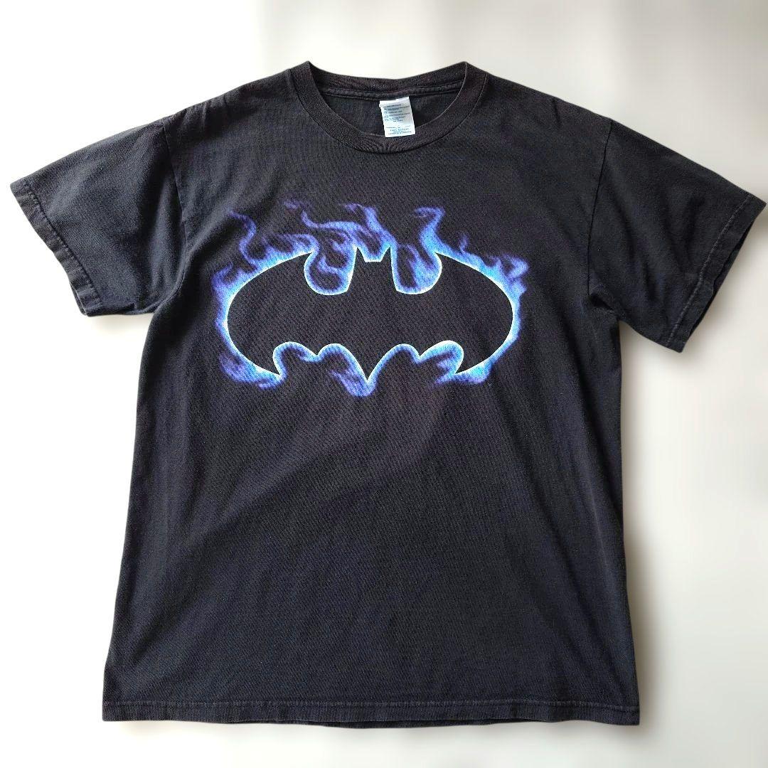 BATMAN logo blue fireflame TEE M