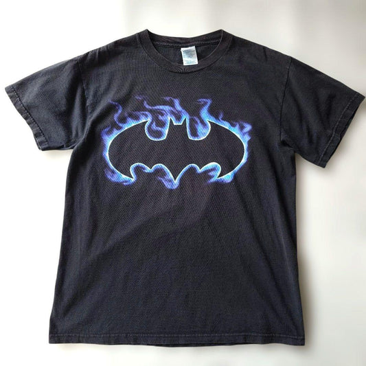 BATMAN logo blue fireflame TEE M