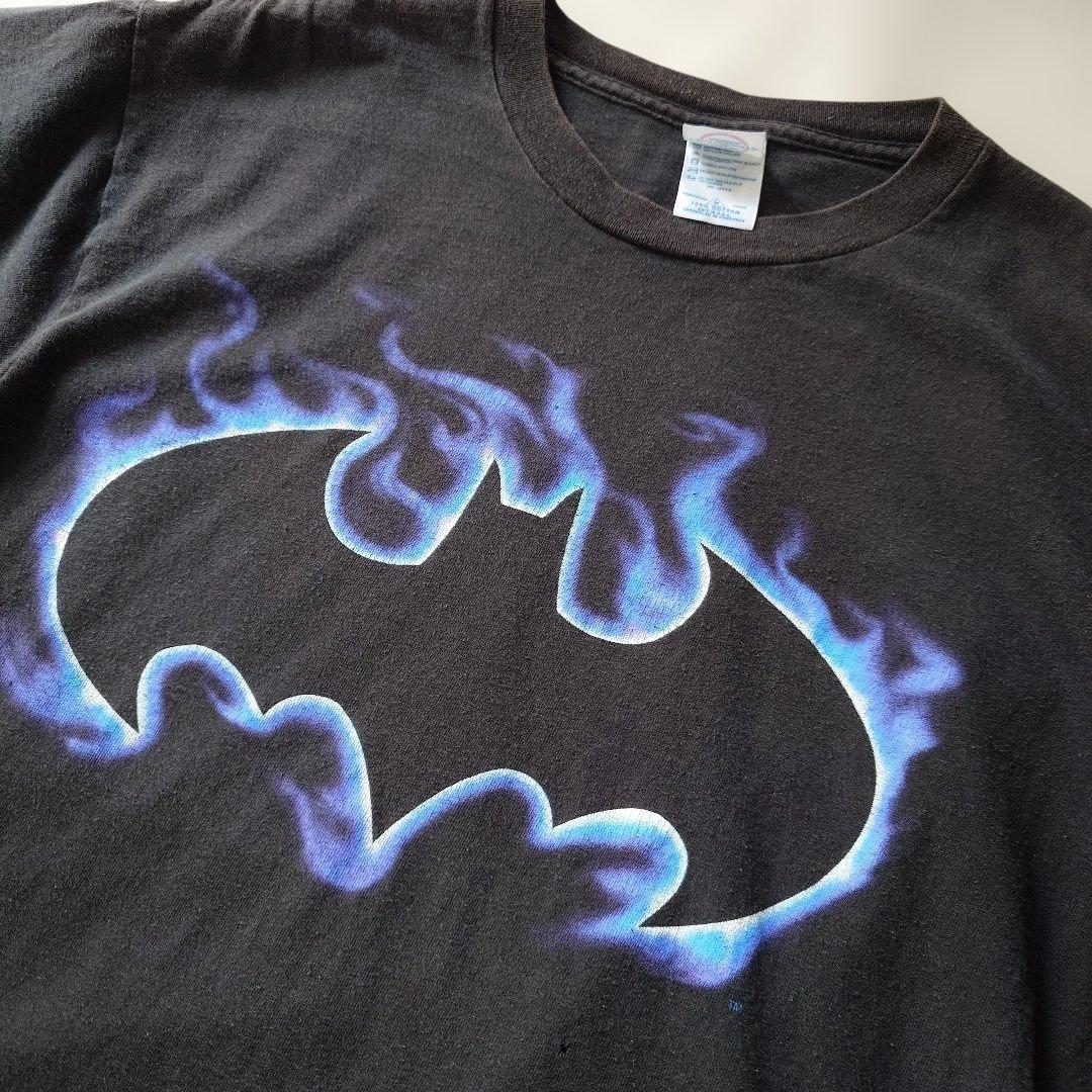 BATMAN logo blue fireflame TEE M