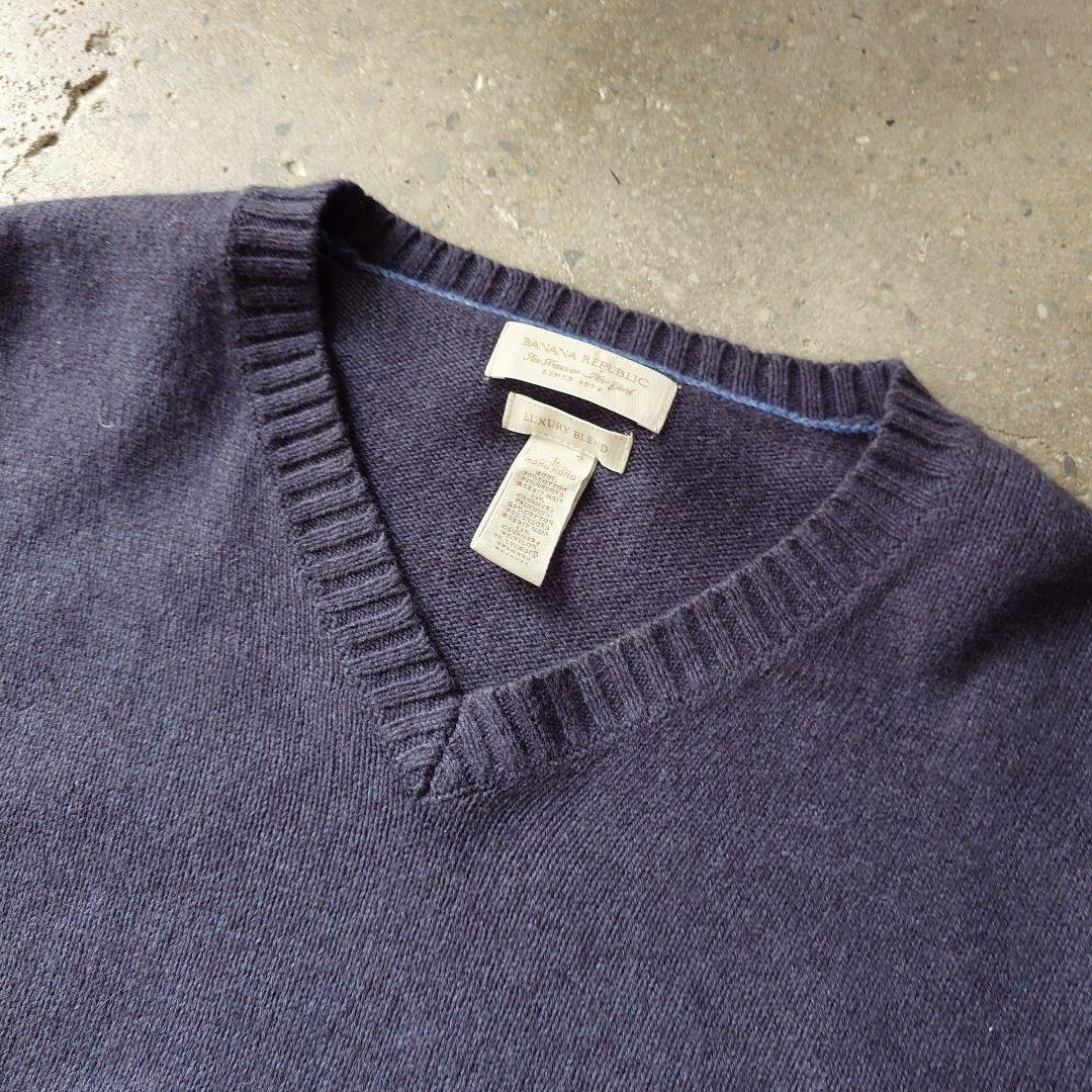 Banana republic cotton cashimire knit L バナナリパブリック　Vネックニット　L カシミア混