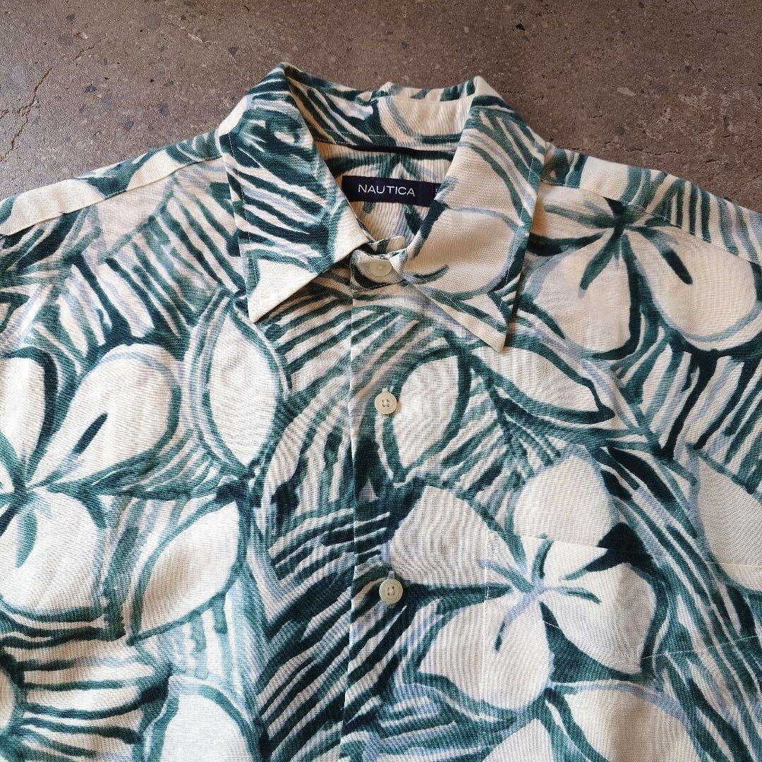 NAUTICA Linen Rayon ALOHA shirts M
