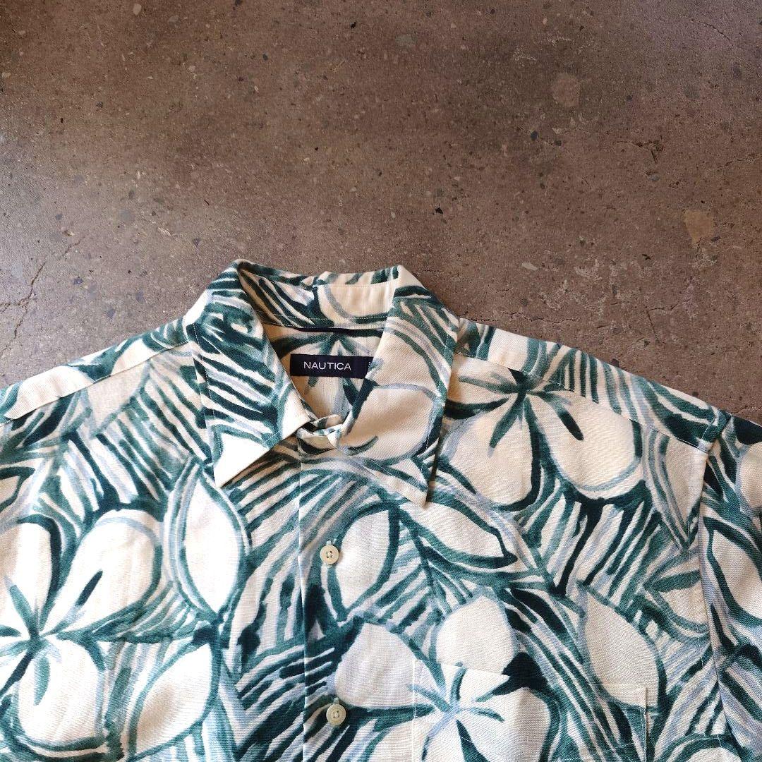 NAUTICA Linen Rayon ALOHA shirts M