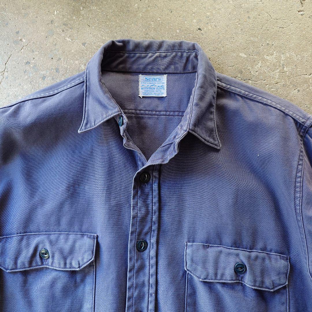 60s　sears roebuck work shirts 60年代　sears シアーズローバック　ワークシャツ　L　猫目ボタン