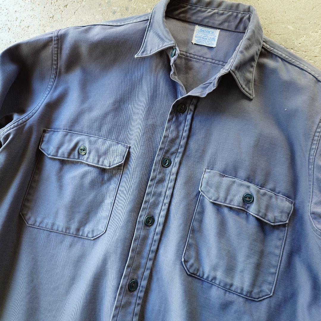 60s　sears roebuck work shirts 60年代　sears シアーズローバック　ワークシャツ　L　猫目ボタン