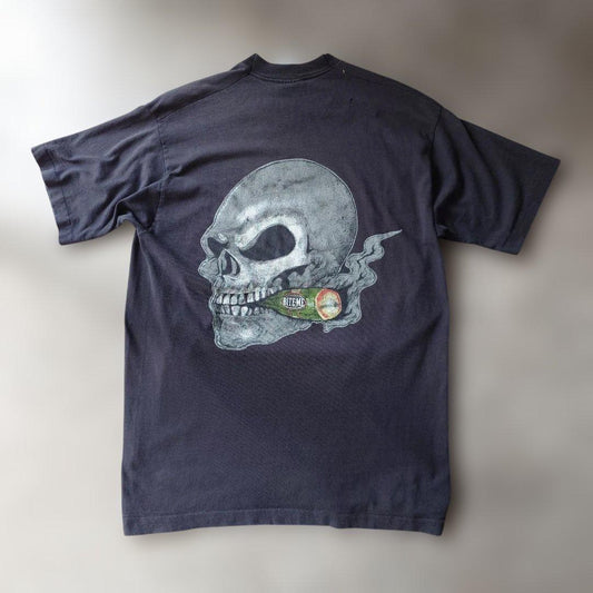 90s single BITE ME skull tee L