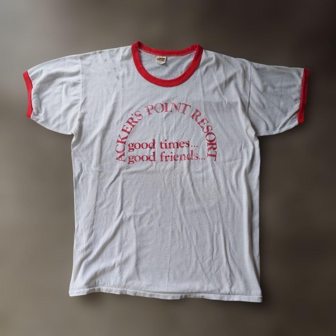 80s vintage RUSSEL ringer tee L