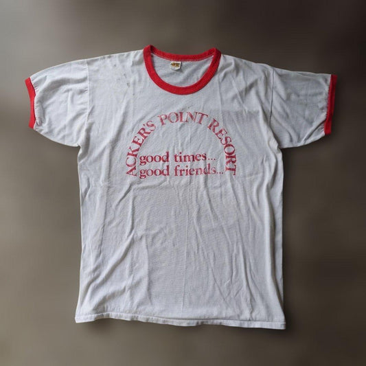 80s vintage RUSSEL ringer tee L