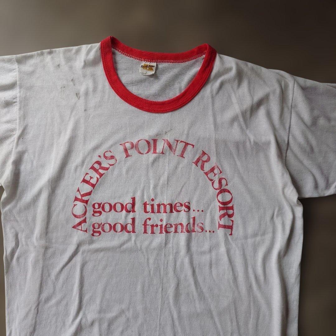 80s vintage RUSSEL ringer tee L
