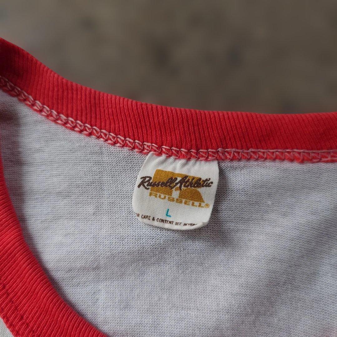 80s vintage RUSSEL ringer tee L