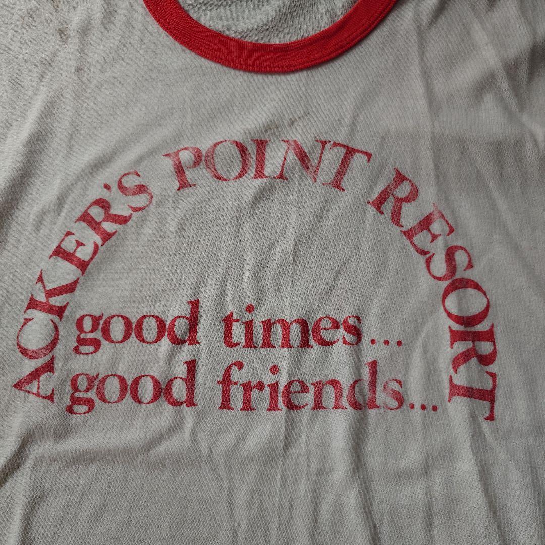 80s vintage RUSSEL ringer tee L