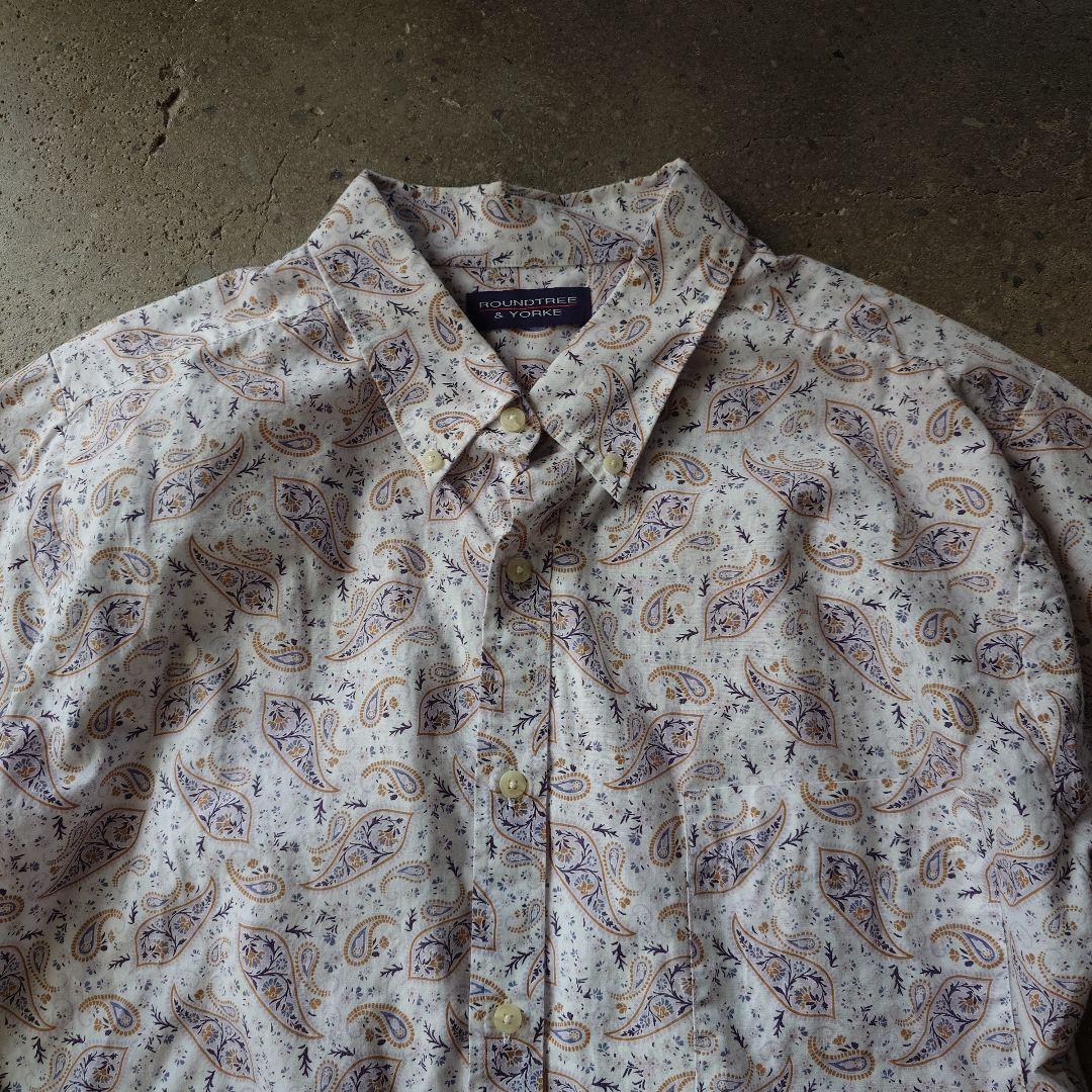 ROUNDTREE&YORKE paiseley print ss shirts M