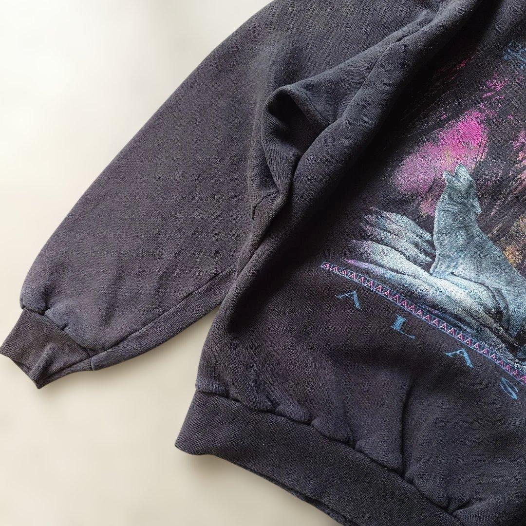 90s ALASKA wolf sweat L USA