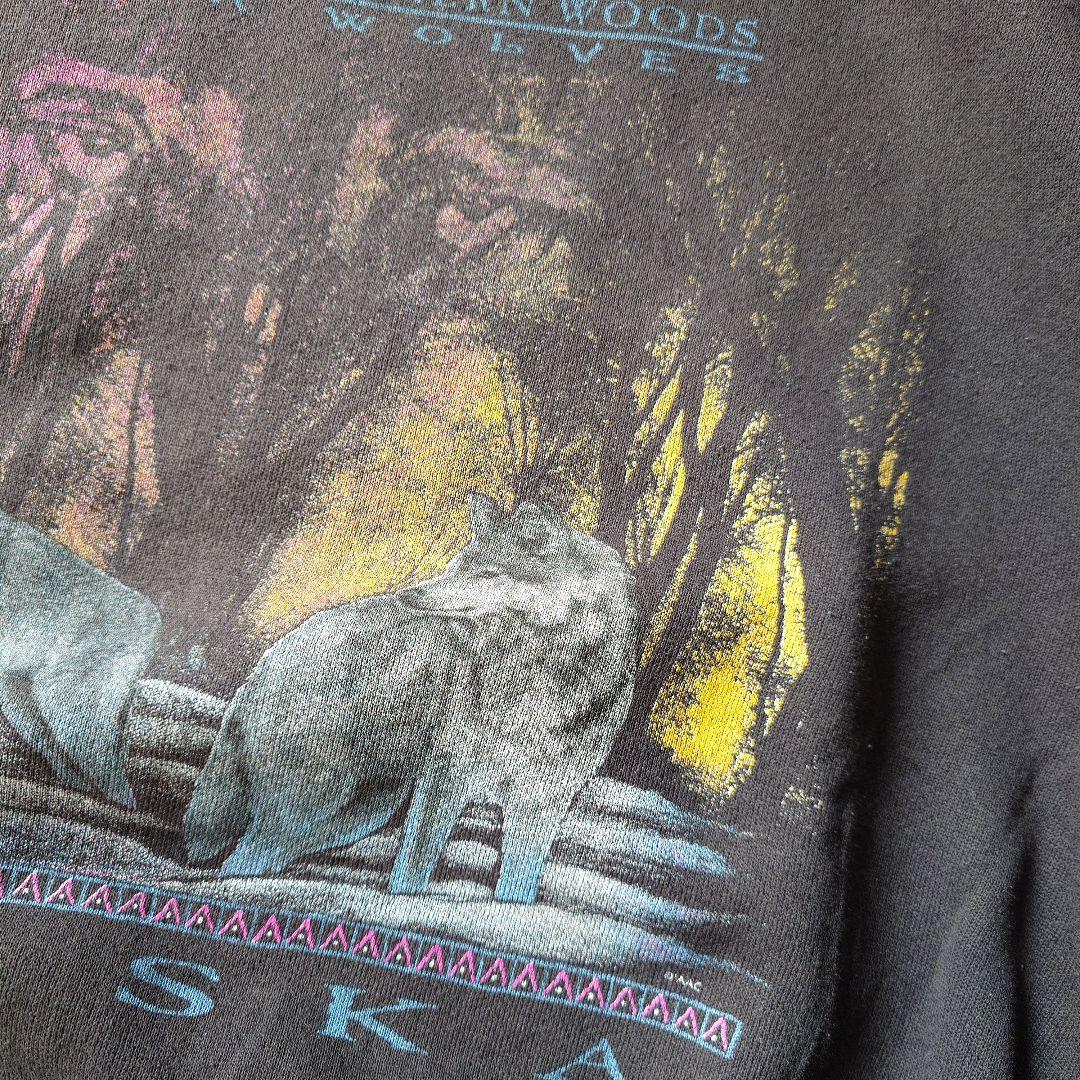 90s ALASKA wolf sweat L USA