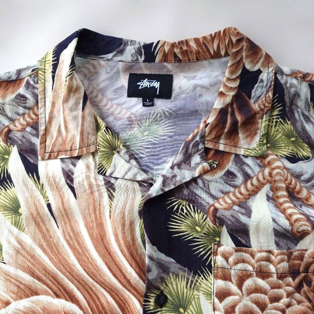 STUSSY rayon aloha shirts L