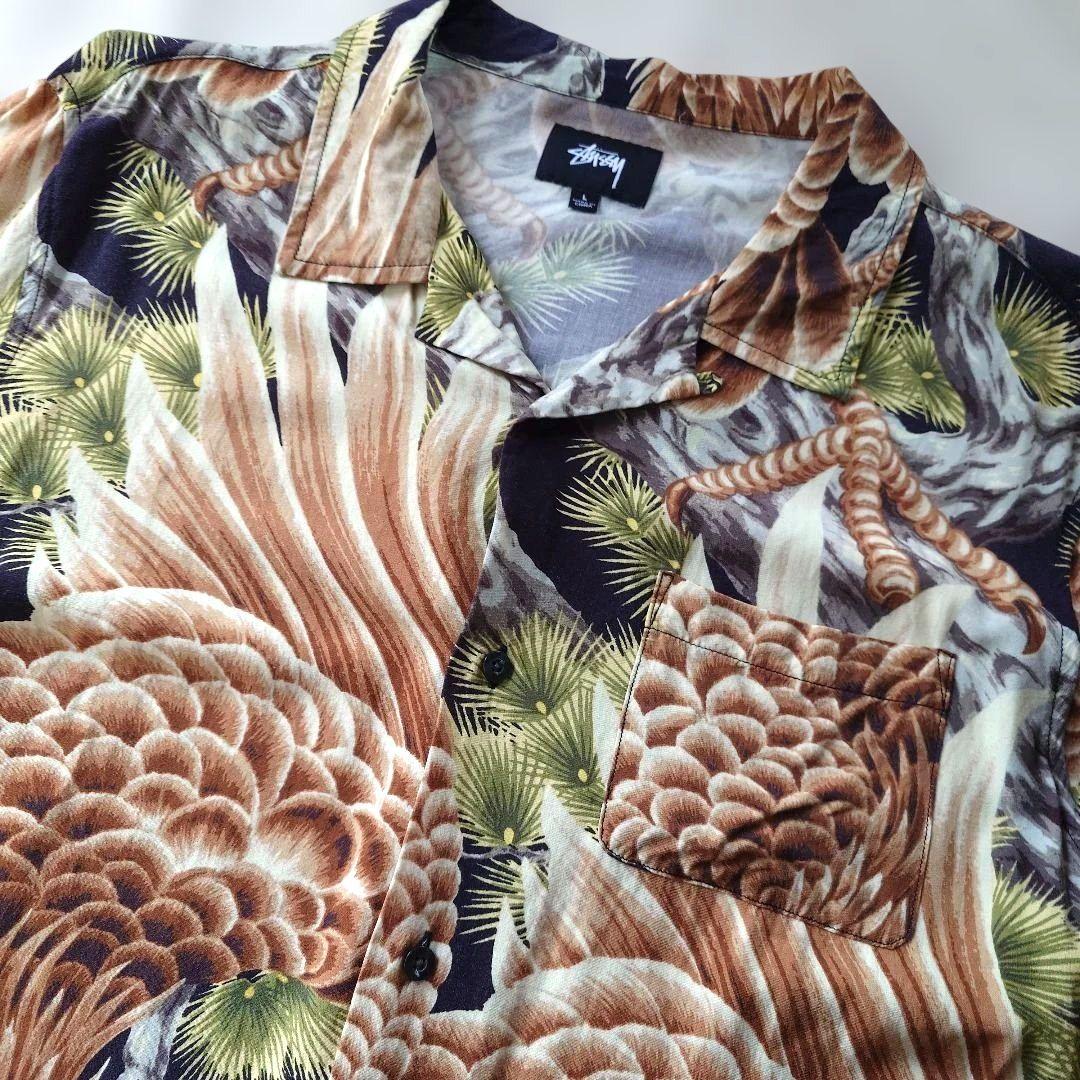 STUSSY rayon aloha shirts L