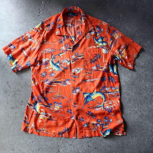 90s poloralphlauren rayon aloha shirts L