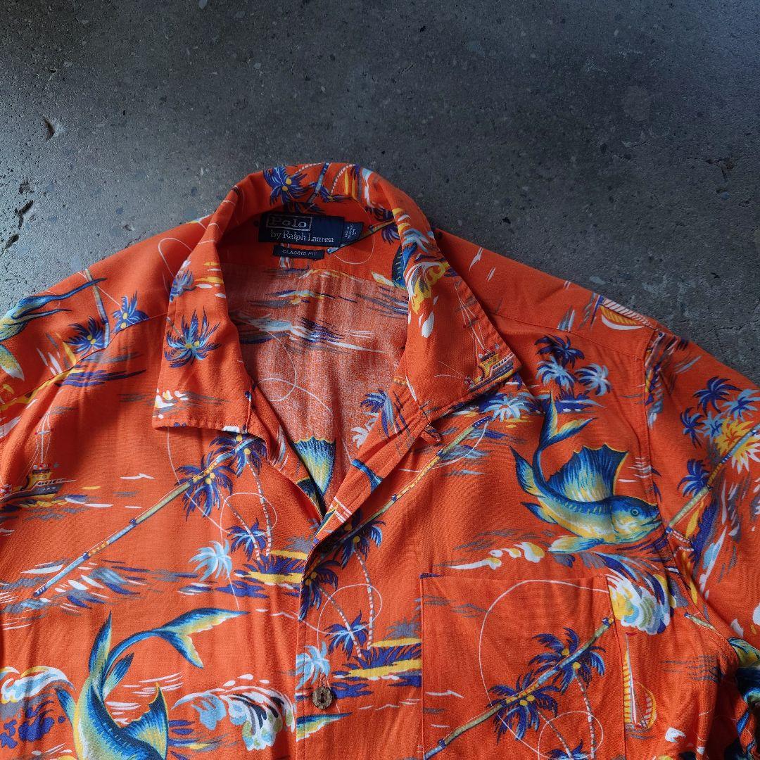 90s poloralphlauren rayon aloha shirts L