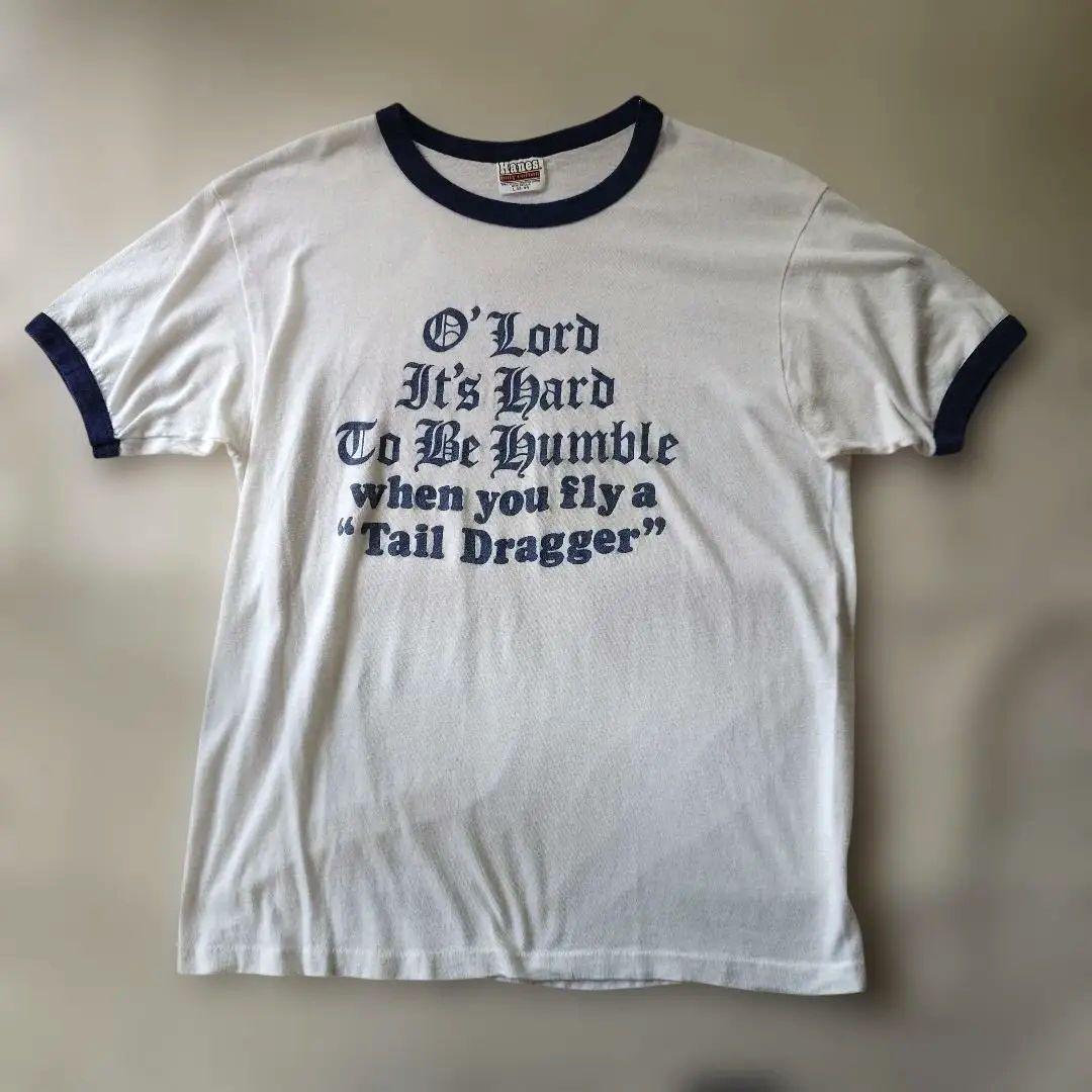 80s HANES oldenglish ringer tee L 42-44