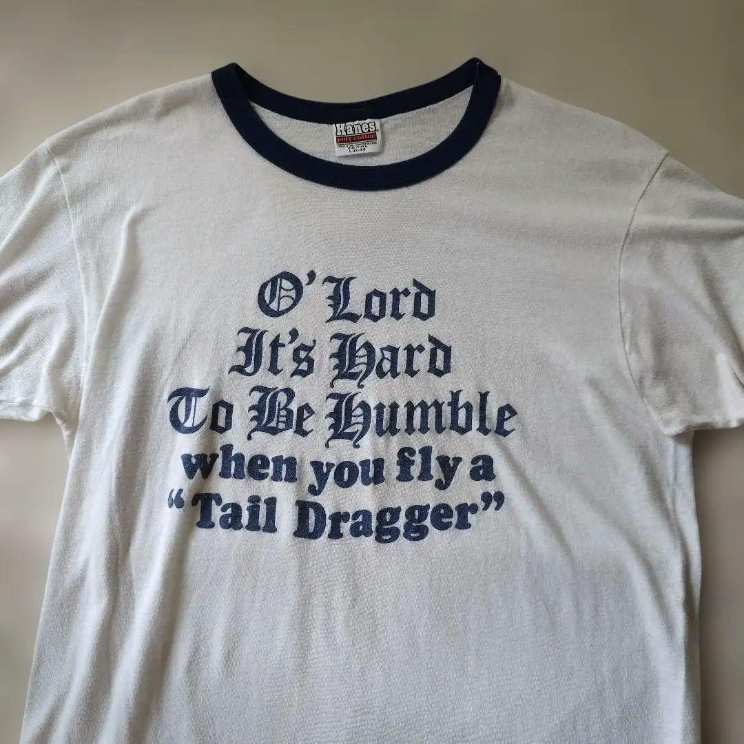 80s HANES oldenglish ringer tee L 42-44