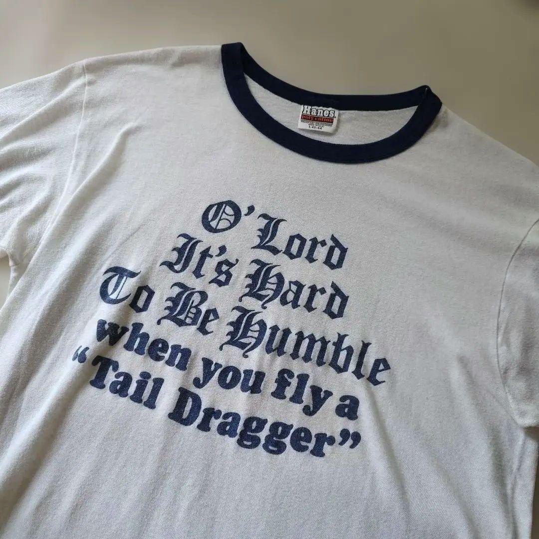 80s HANES oldenglish ringer tee L 42-44
