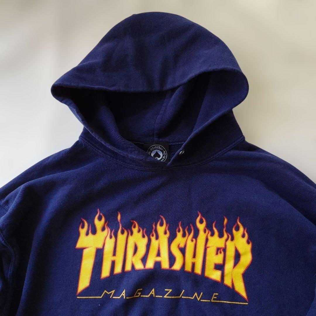 90s THRASHER flame logo hoody sz M