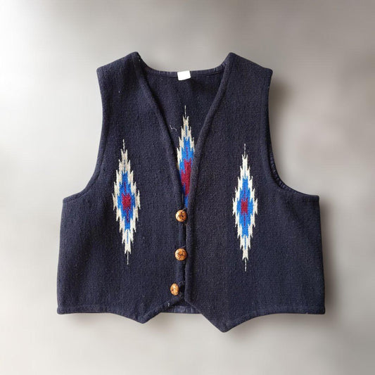 vintage MEXICO handmade woven ortega vest M