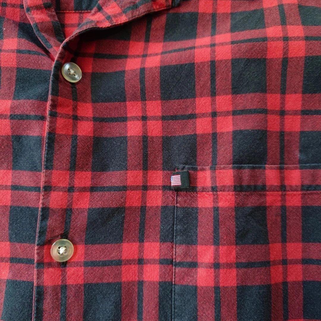 POLO JEANS open collar block check shirts M