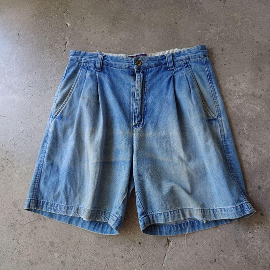 Used faded denim shorts