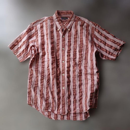 CHAPS seersucker stripe shirts L