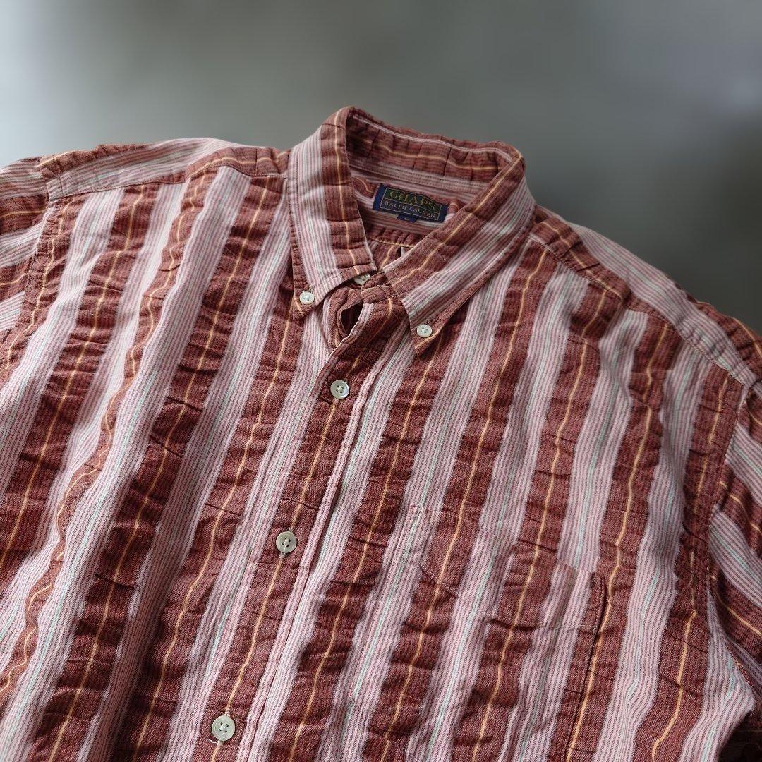 CHAPS seersucker stripe shirts L