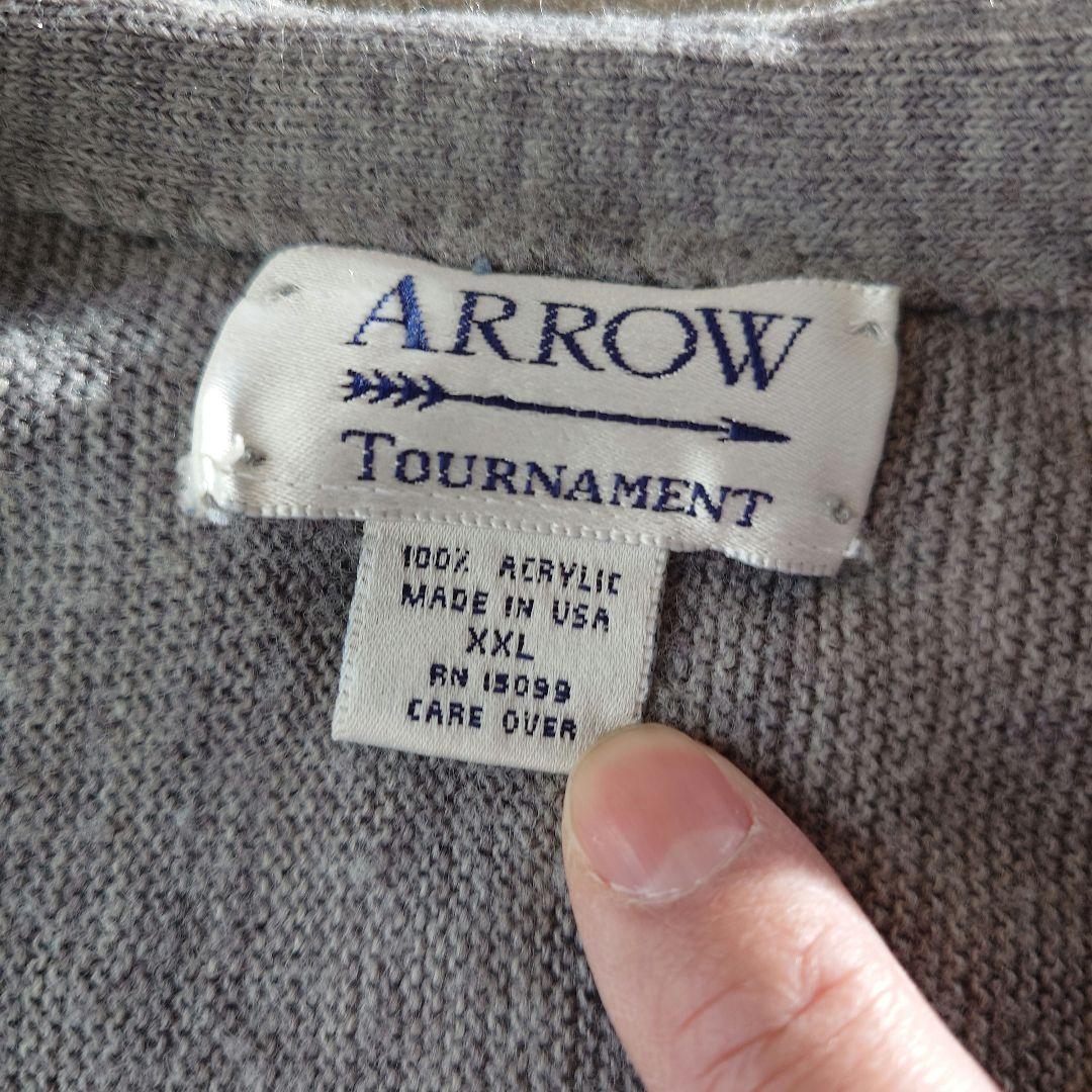 ARROW knit cargigan  ビンテージ　アクリルニットカーディガン　アメリカ製