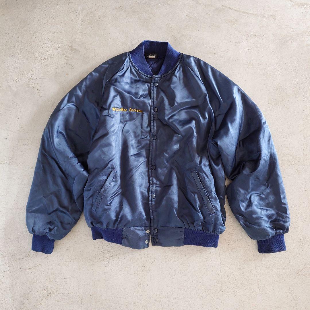 Used satin jacket Made in USA old English logo 古着　サテンブルゾン　アメリカ製　コーチジャケット 　XL