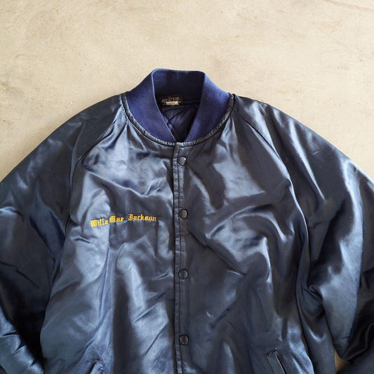 Used satin jacket Made in USA old English logo 古着　サテンブルゾン　アメリカ製　コーチジャケット 　XL