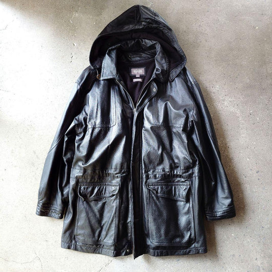 WILSONS  USA 90's Leather Mods coat XL アメリカ　レザーフードコート　XL　シンサレート