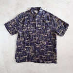 画像をギャラリービューアに読み込む, GOOUCH Deadstock open collar shirts グーチ デッドストック レーヨンシャツ　柄シャツ　黒
