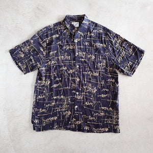 GOOUCH Deadstock open collar shirts グーチ デッドストック レーヨンシャツ　柄シャツ　黒
