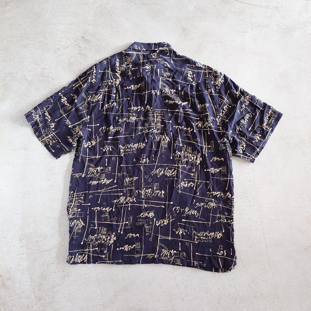 GOOUCH Deadstock open collar shirts グーチ デッドストック レーヨンシャツ　柄シャツ　黒