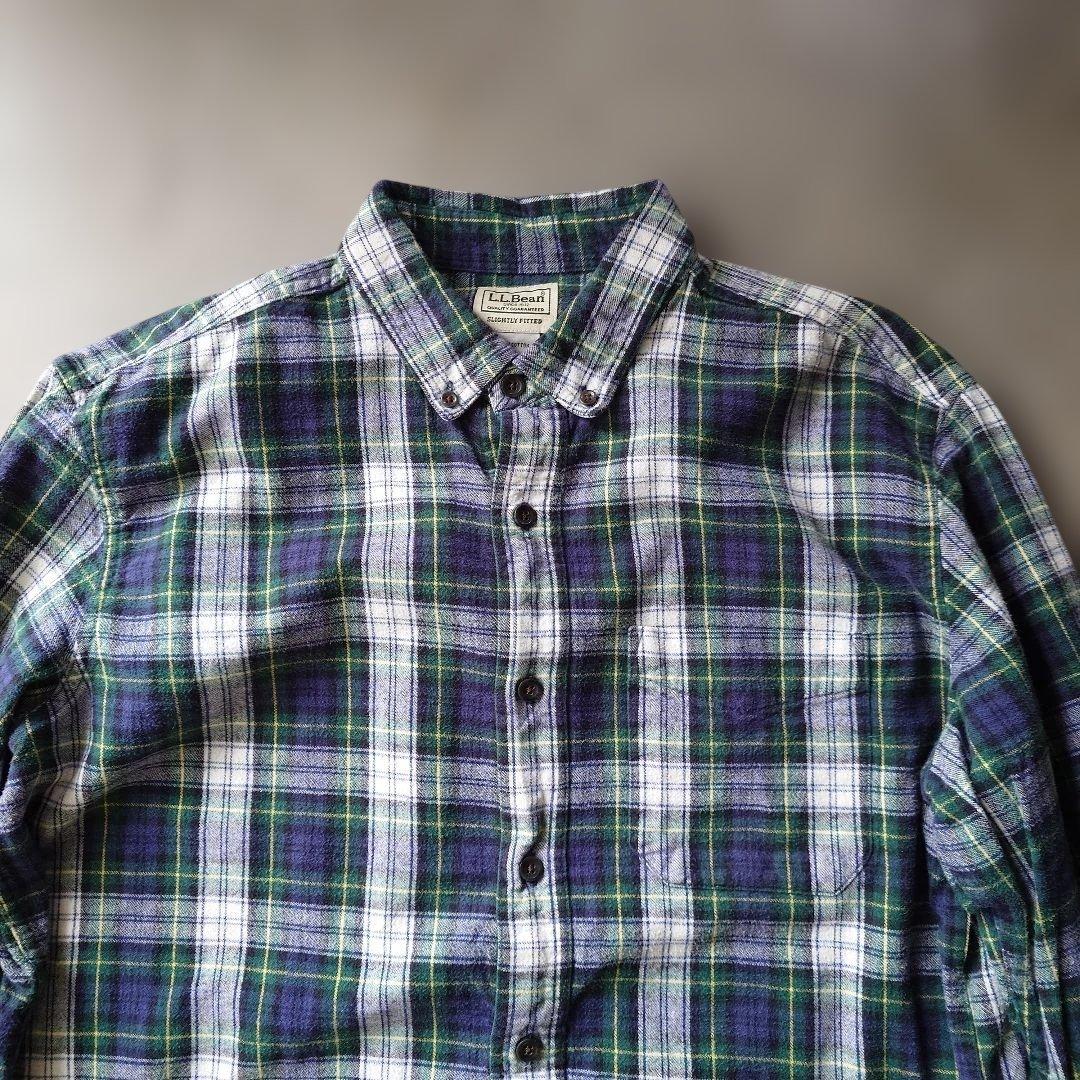90s LLBEAN check flannel shirts L