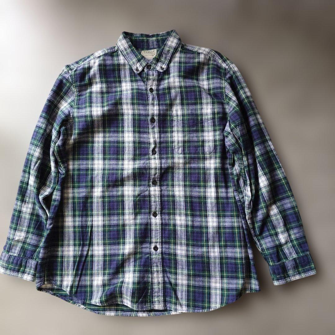 90s LLBEAN check flannel shirts L